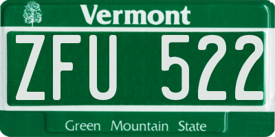 VT license plate ZFU522