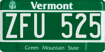 VT license plate ZFU525