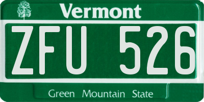 VT license plate ZFU526