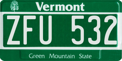 VT license plate ZFU532