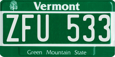 VT license plate ZFU533