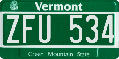 VT license plate ZFU534