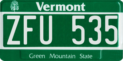 VT license plate ZFU535