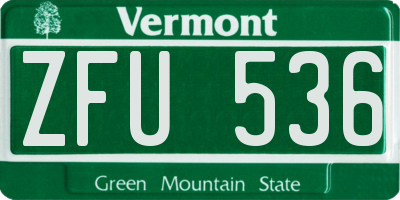 VT license plate ZFU536