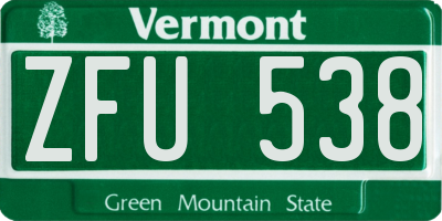 VT license plate ZFU538