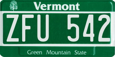 VT license plate ZFU542