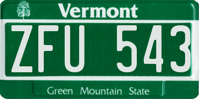 VT license plate ZFU543