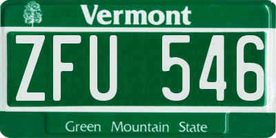 VT license plate ZFU546