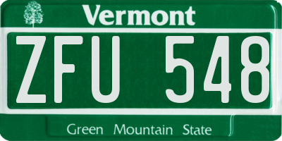 VT license plate ZFU548