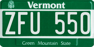 VT license plate ZFU550