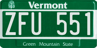 VT license plate ZFU551