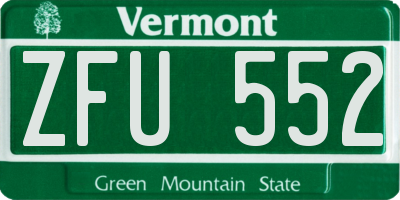 VT license plate ZFU552