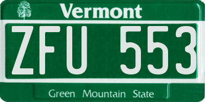 VT license plate ZFU553