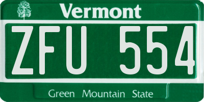 VT license plate ZFU554