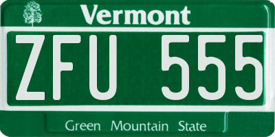 VT license plate ZFU555