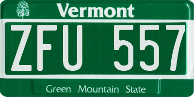 VT license plate ZFU557
