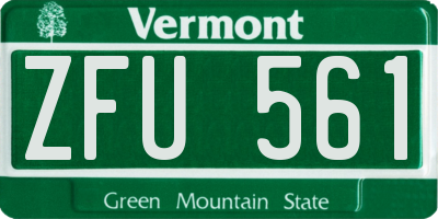 VT license plate ZFU561