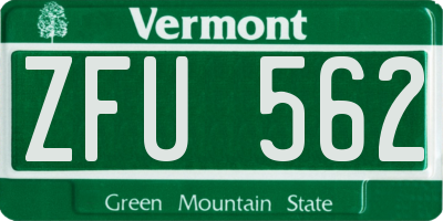 VT license plate ZFU562