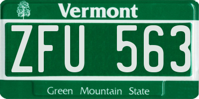 VT license plate ZFU563