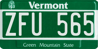 VT license plate ZFU565