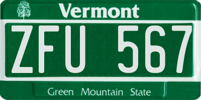 VT license plate ZFU567