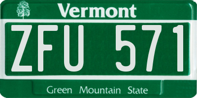 VT license plate ZFU571