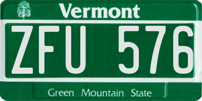 VT license plate ZFU576