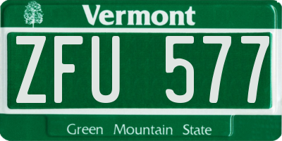 VT license plate ZFU577
