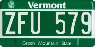 VT license plate ZFU579