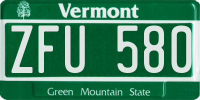 VT license plate ZFU580