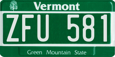 VT license plate ZFU581