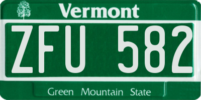 VT license plate ZFU582