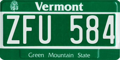 VT license plate ZFU584
