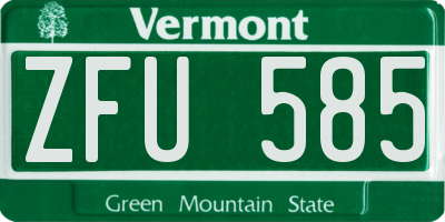 VT license plate ZFU585