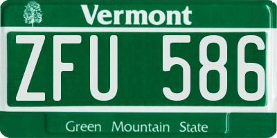 VT license plate ZFU586