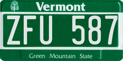 VT license plate ZFU587