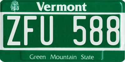 VT license plate ZFU588