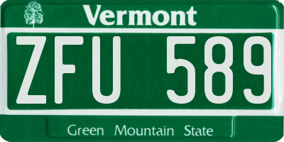 VT license plate ZFU589