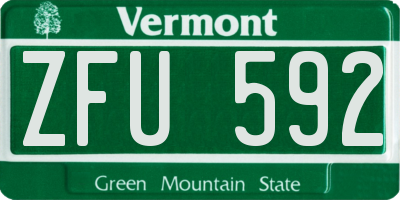 VT license plate ZFU592
