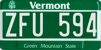VT license plate ZFU594