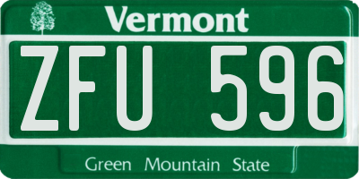 VT license plate ZFU596