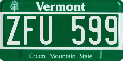 VT license plate ZFU599