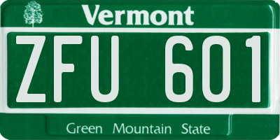VT license plate ZFU601