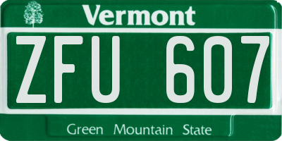 VT license plate ZFU607