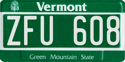 VT license plate ZFU608