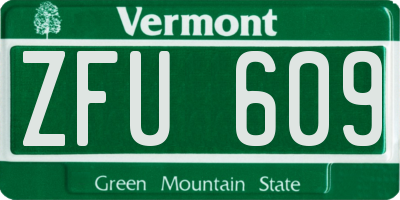 VT license plate ZFU609