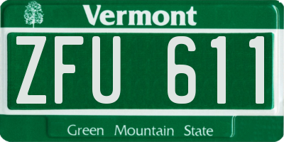 VT license plate ZFU611