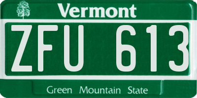 VT license plate ZFU613