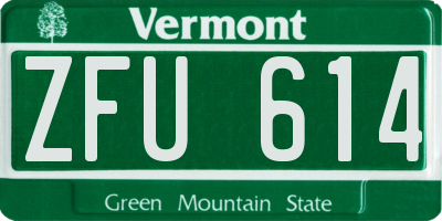 VT license plate ZFU614