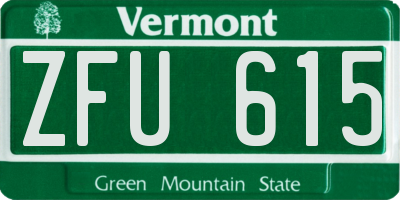 VT license plate ZFU615